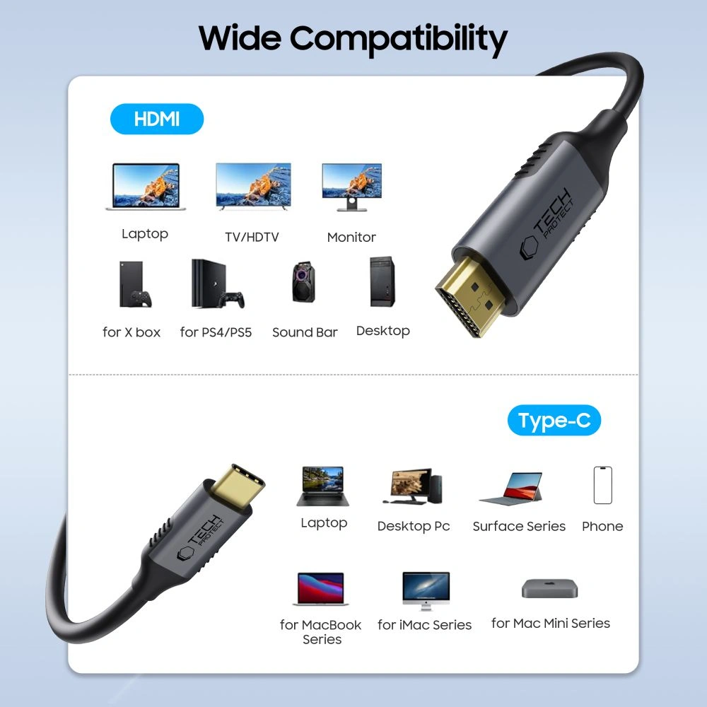 Tech-Protect Ultraboost Cable USB-C / HDMI 2.0 4K 60Hz 180cm Black
