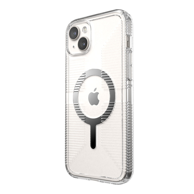 Speck Gemshell Grip MagSafe Apple iPhone 15 Plus (Clear/Chrome Finish)
