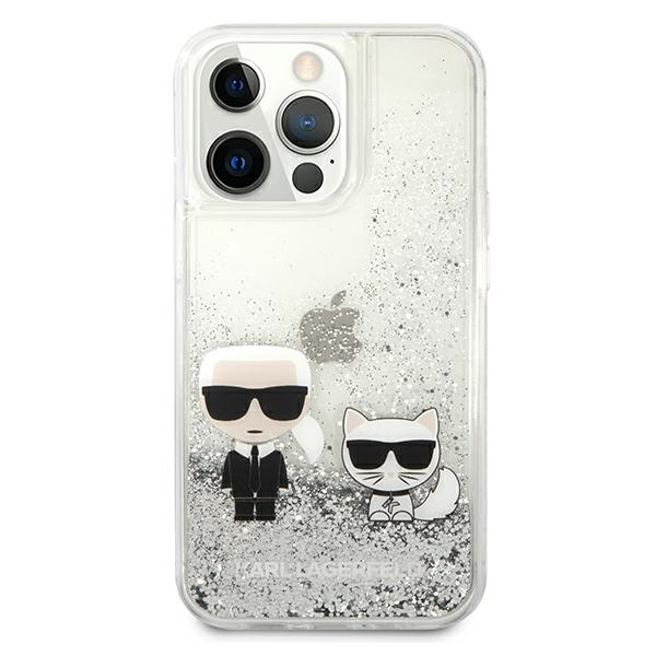 Karl Lagerfeld KLHCP13XGKCS Apple iPhone 13 Pro Max silver hardcase Liquid Glitter Karl&Choupette