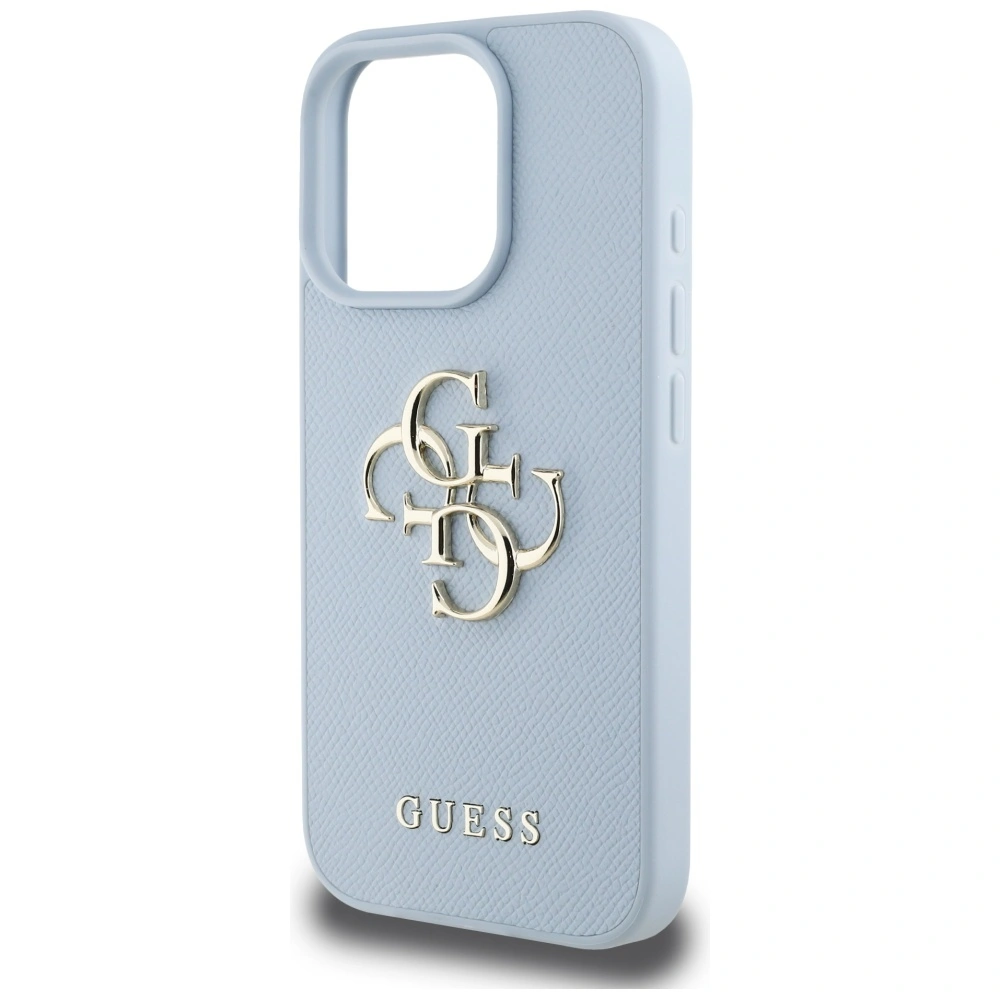 Guess Grained Big 4G Logo Small Classic Logo Apple iPhone 16 Pro Max blue