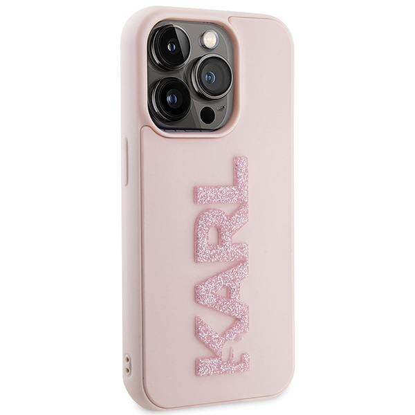 Karl Lagerfeld KLHCP15L3DMBKCP Apple iPhone 15 Pro hardcase 3D Rubber Glitter Logo pink