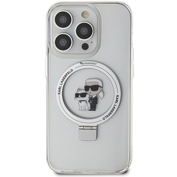 Karl Lagerfeld KLHMP14LHMRSKCH Apple iPhone 14 Pro hardcase Ring Stand Karl&Choupettte MagSafe white