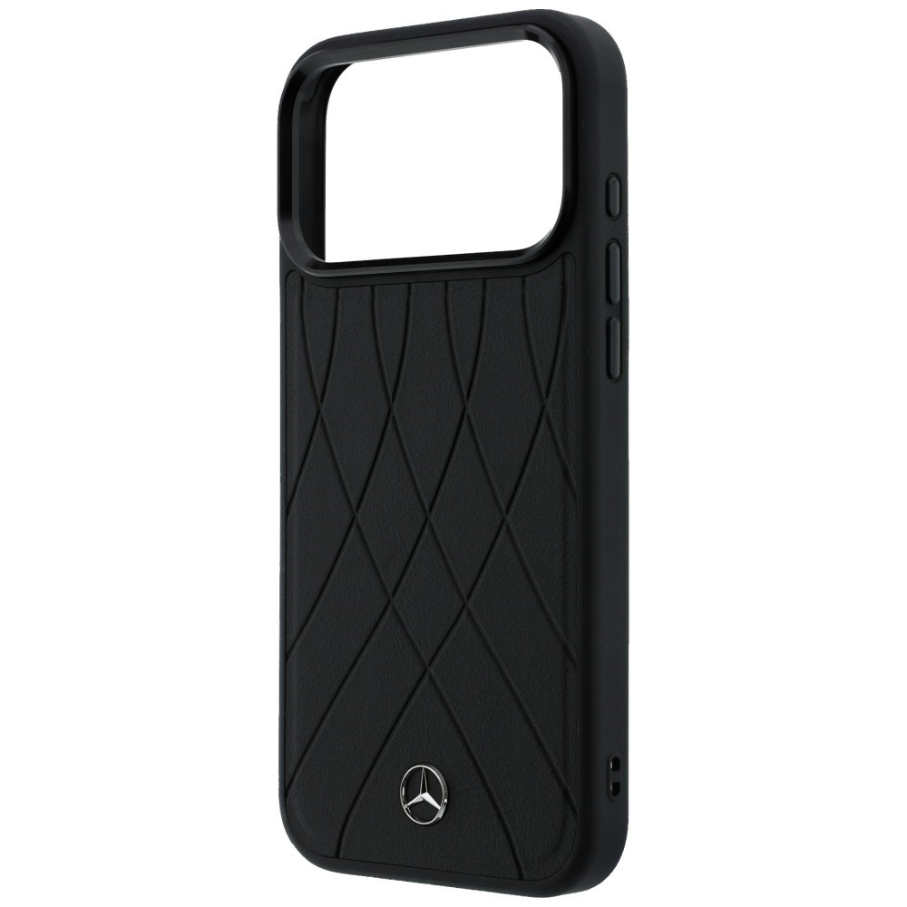 Etui Mercedes Leather with Crossed Lines MagSafe do Apple iPhone 17 Pro czarny