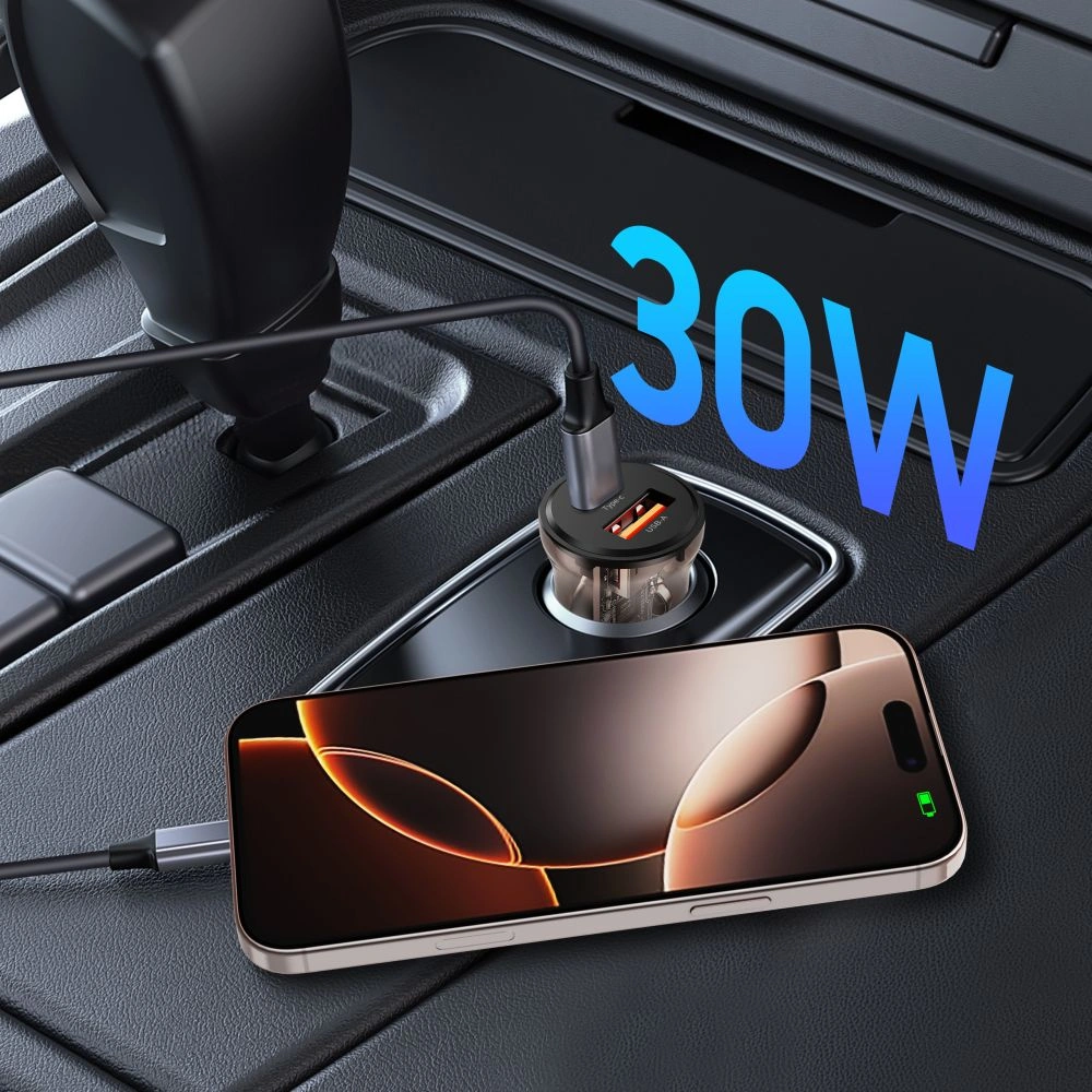 Tech-Protect CC01 2-port Car Charger USB-A, USB-C PD 30W / QC 3.0 Black