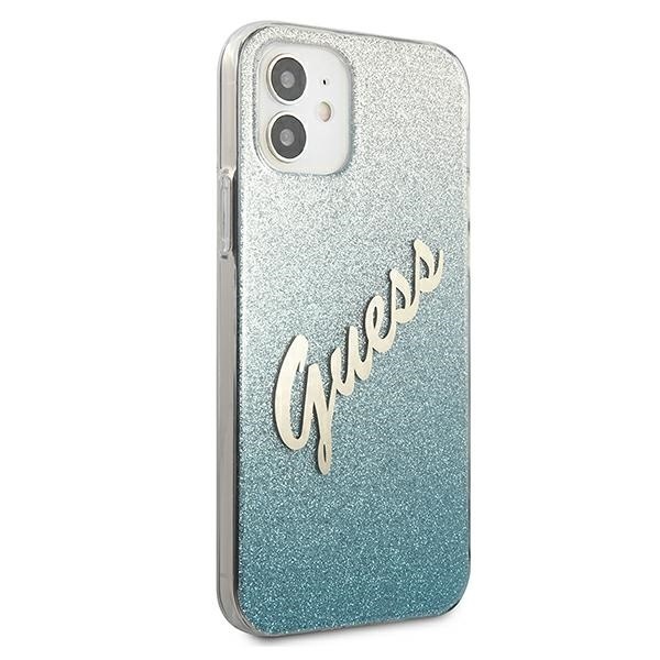 Guess GUHCP12SPCUGLSBL Apple iPhone 12 mini blue hardcase Glitter Gradient Script