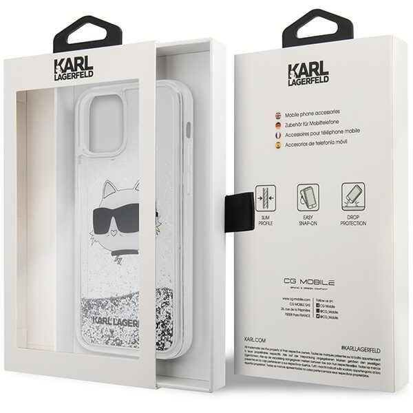 Karl Lagerfeld KLHCP12MLNCHCS Apple iPhone 12/12 Pro silver hardcase Glitter Choupette Head
