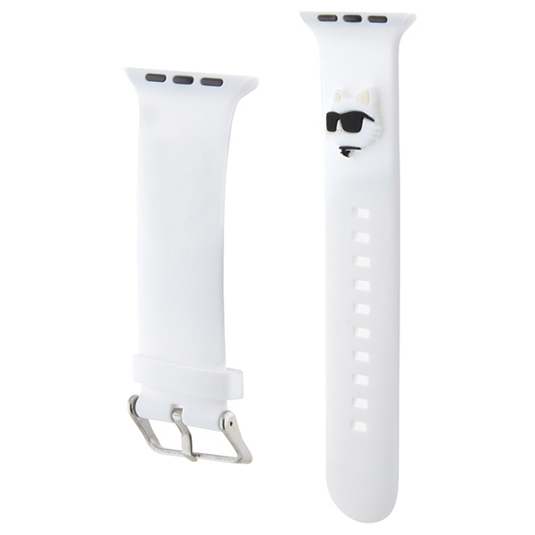 Karl Lagerfeld KLAWMSLCNH Apple Watch 4/5/6/7/SE/8/9 40/41mm strap 3D Rubber Choupette Heads white