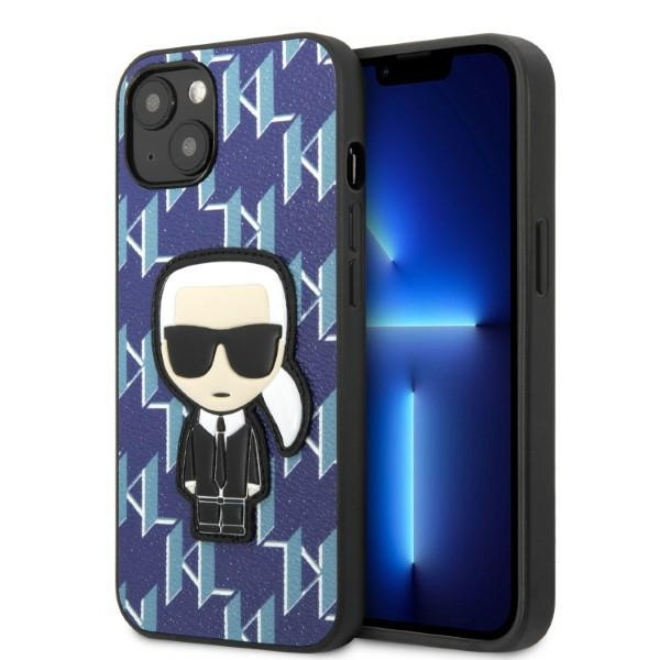 Karl Lagerfeld KLHCP13SPMNIKBL Apple iPhone 13 mini hardcase blue Monogram Ikonik Patch