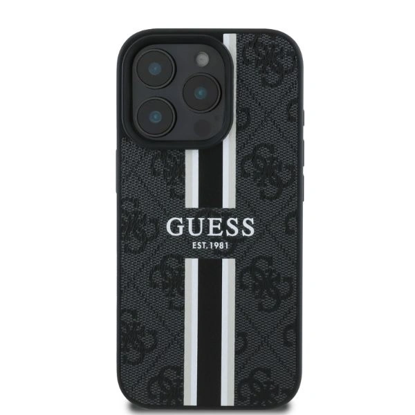 Case Guess GUHMP16XP4RPSK Apple iPhone 16 Pro Max hardcase 4G Printed Stripes MagSafe black