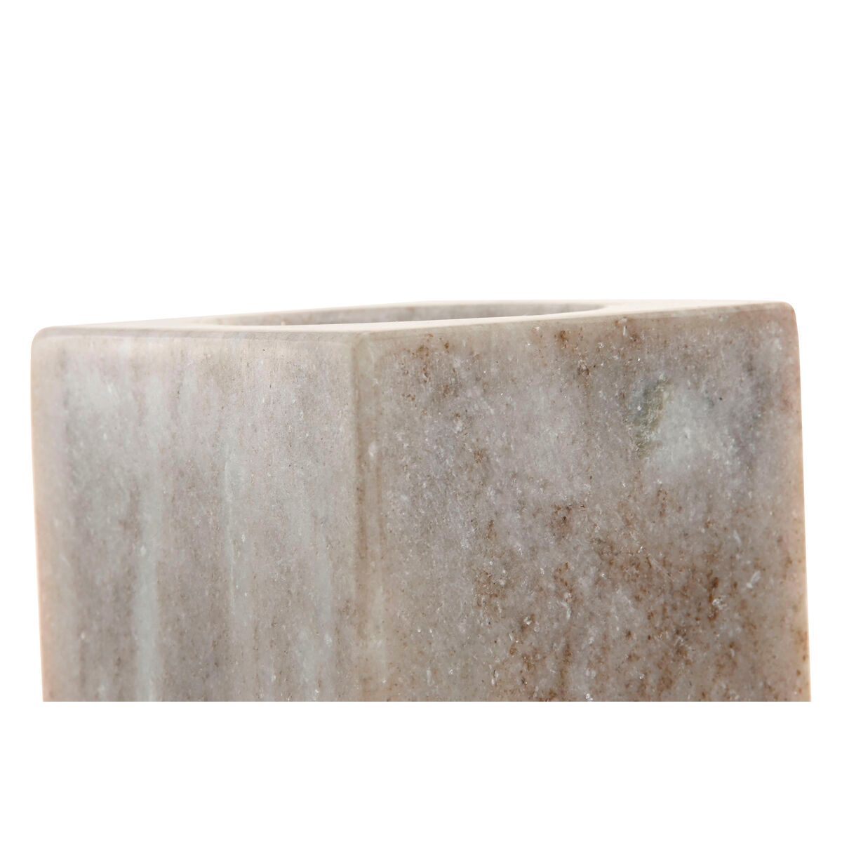 Toothbrush Holder Home ESPRIT White Brown Marble 7,5 x 7,5 x 10,5 cm