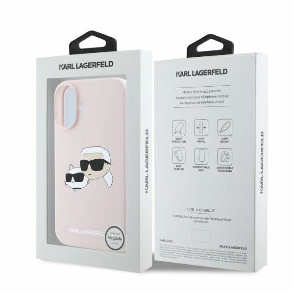 Etui Karl Lagerfeld KLHMP16SSKCHPPLP Apple iPhone 16 hardcase Silicone Double Heads Print MagSafe różowy