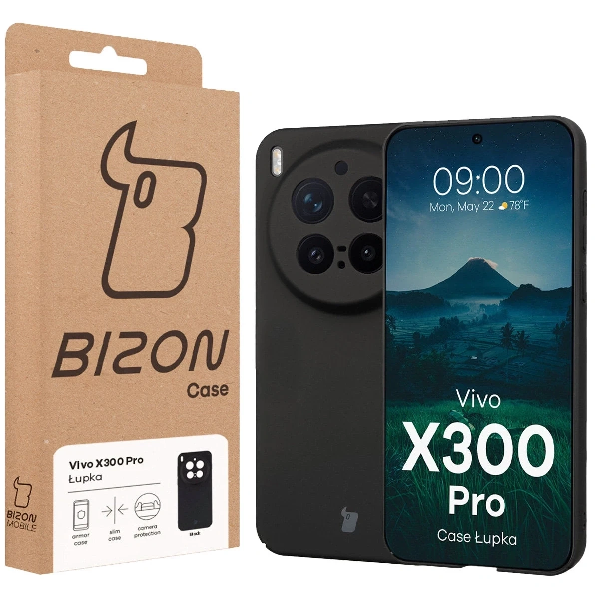 Etui Bizon Case Łupka do Vivo X300 Pro czarne