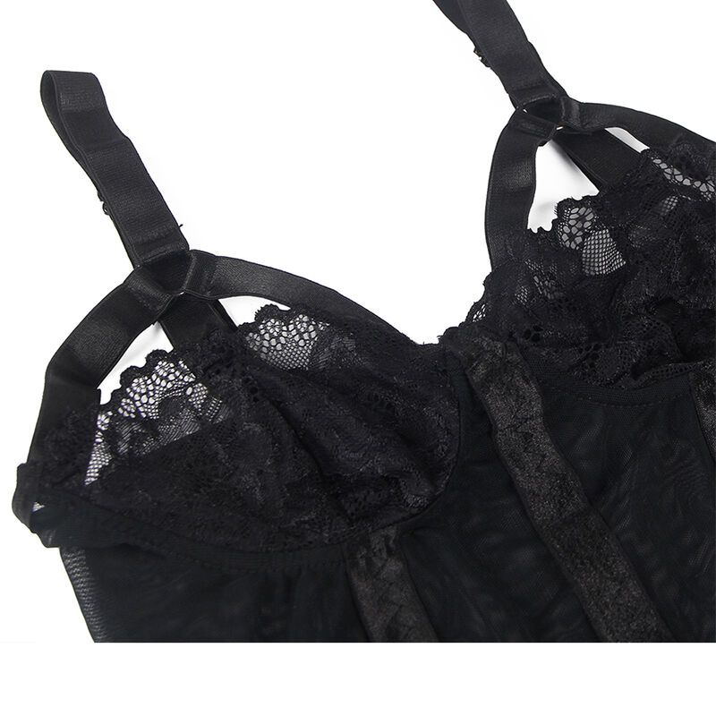 SUBBLIME - TEDDY WITH GARTER STRAP DETAIL CHEST BLACK S/M SUBBLIME - TEDDY WITH GARTER STRAP DETAIL CHEST BLACK S/M