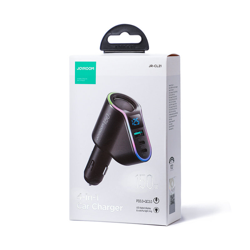Joyroom Car Charger 4w1 USB-A QC 3.0/2xUSB-C PD 150W black (JR-CL21)
