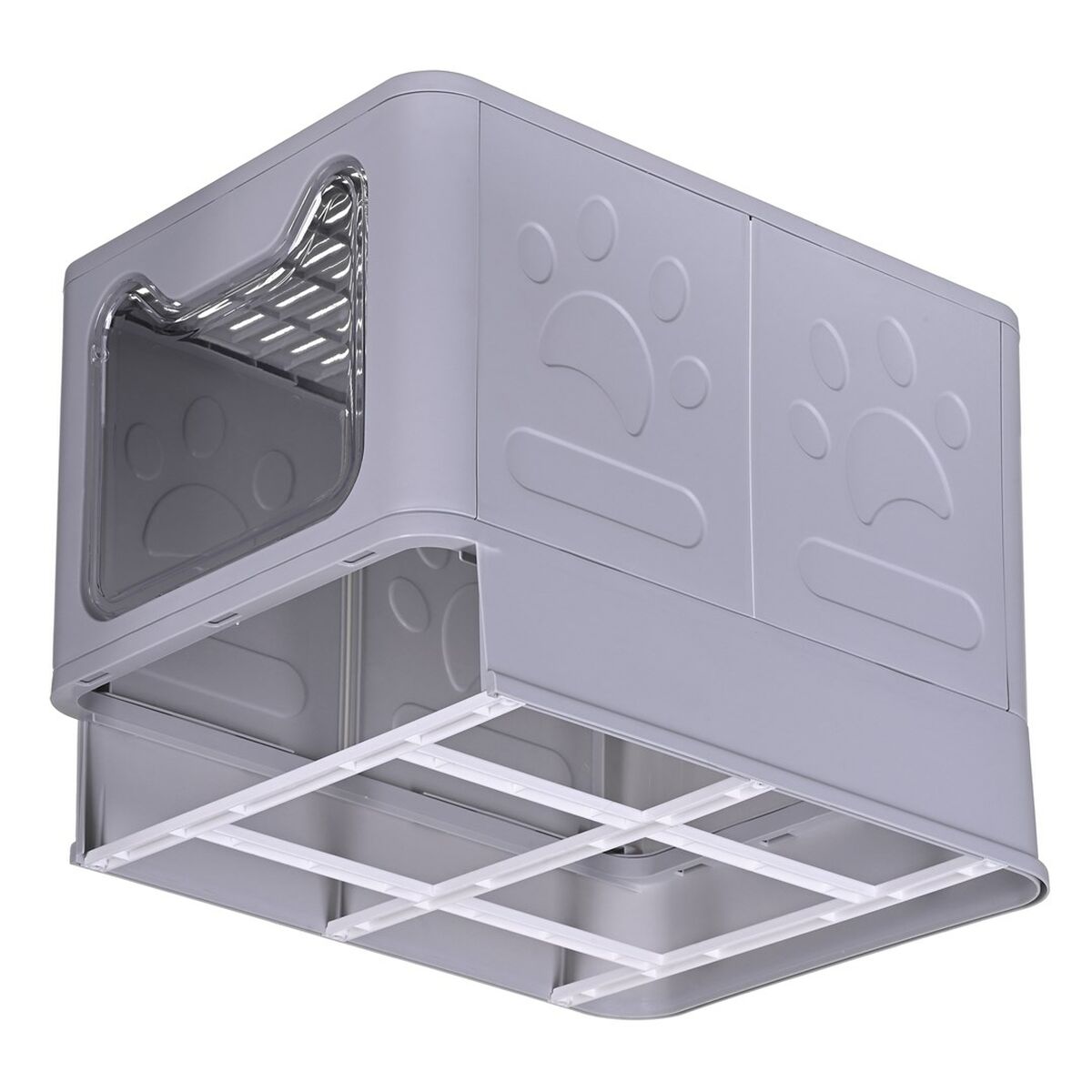 Cat Litter Box Diamentiq Yoko White Grey Plastic Cat Litter Box Diamentiq Yoko White Grey Plastic