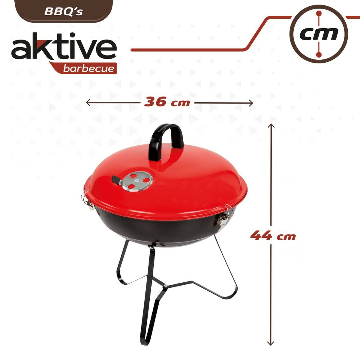 Barbecue Portable Aktive Red 36 x 44 x 36 cm Ø 36 cm Enamelled Metal