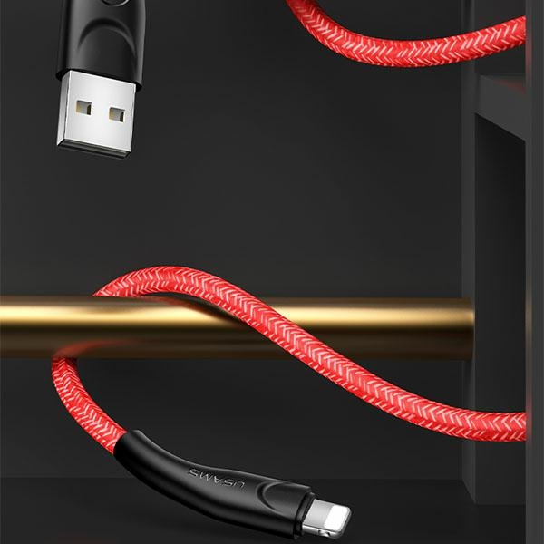 USAMS Nylon Cable U41 Lightning 1m 2A red SJ391USB02 (US-SJ391) Fast Charge