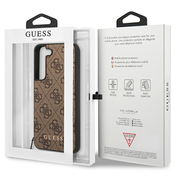 Guess GUHCS23SGF4GBR Samsung Galaxy S23 brown hardcase 4G Charms Collection