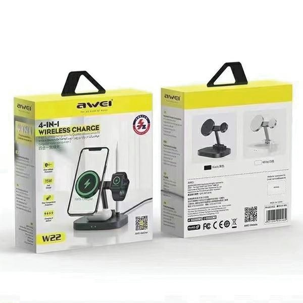 AWEI W22 15W Fast Charging 4in1 inductive charger black