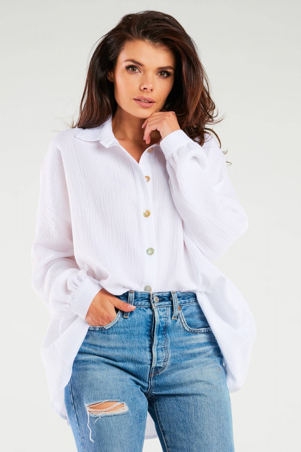 Langarm Hemd model 166829 Infinite You weiß Damen