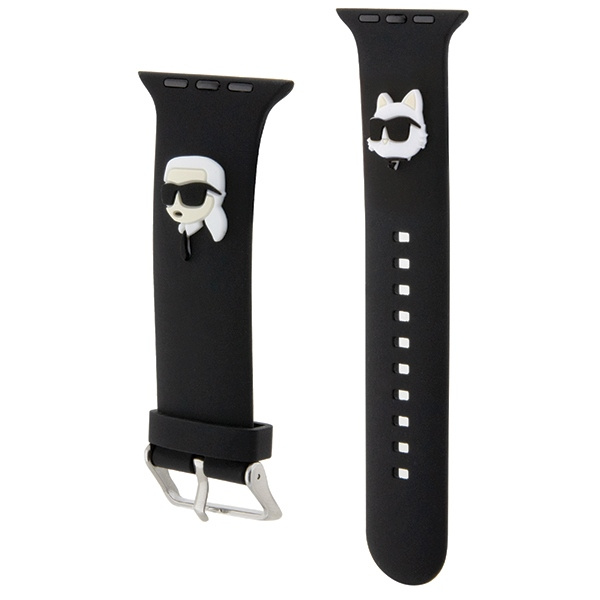 Karl Lagerfeld KLAWLSLKCNK Apple Watch 4/5/6/7/SE/8/9/Ultra 44/45/49mm strap 3D Rubber Karl&Choupette Heads black