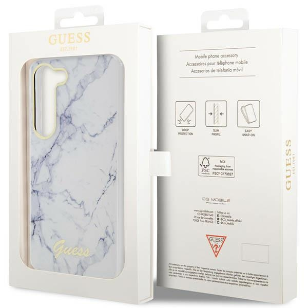 Guess GUHCS23MPCUMAH Samsung Galaxy S23+ Plus white hardcase Marble