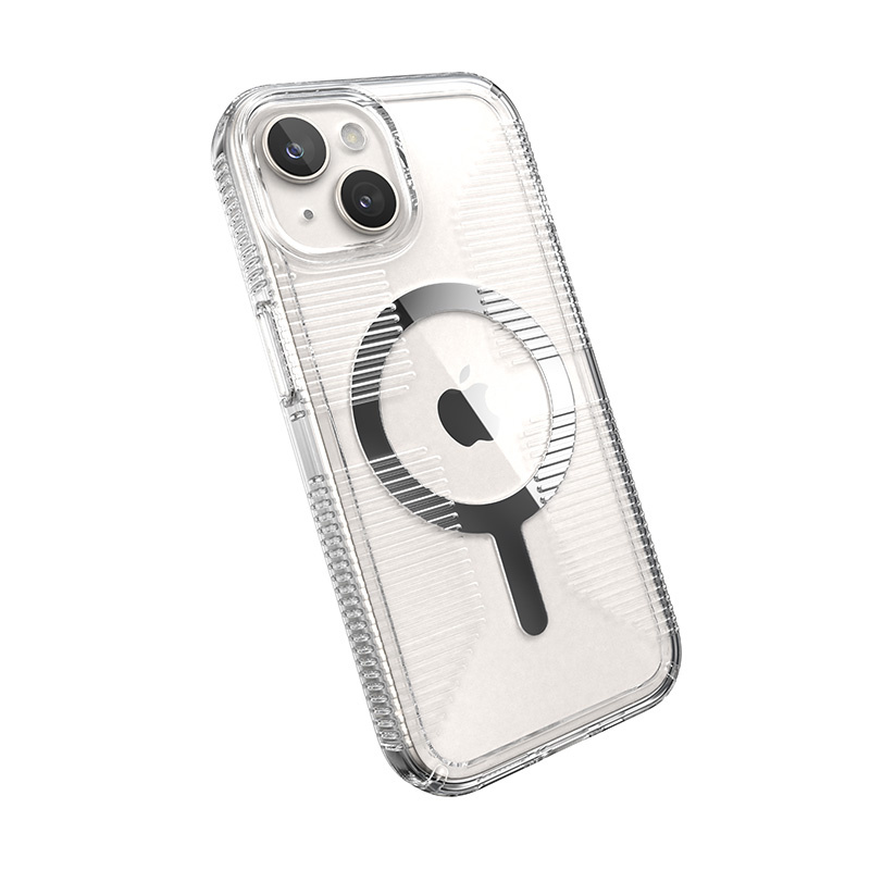 Speck Gemshell Grip MagSafe Apple iPhone 15 (Clear/Chrome Finish)
