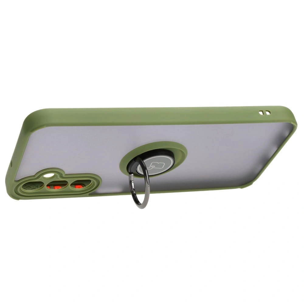 Bizon Case Hybrid Ring Samsung Galaxy A24 4G smoky with a green frame