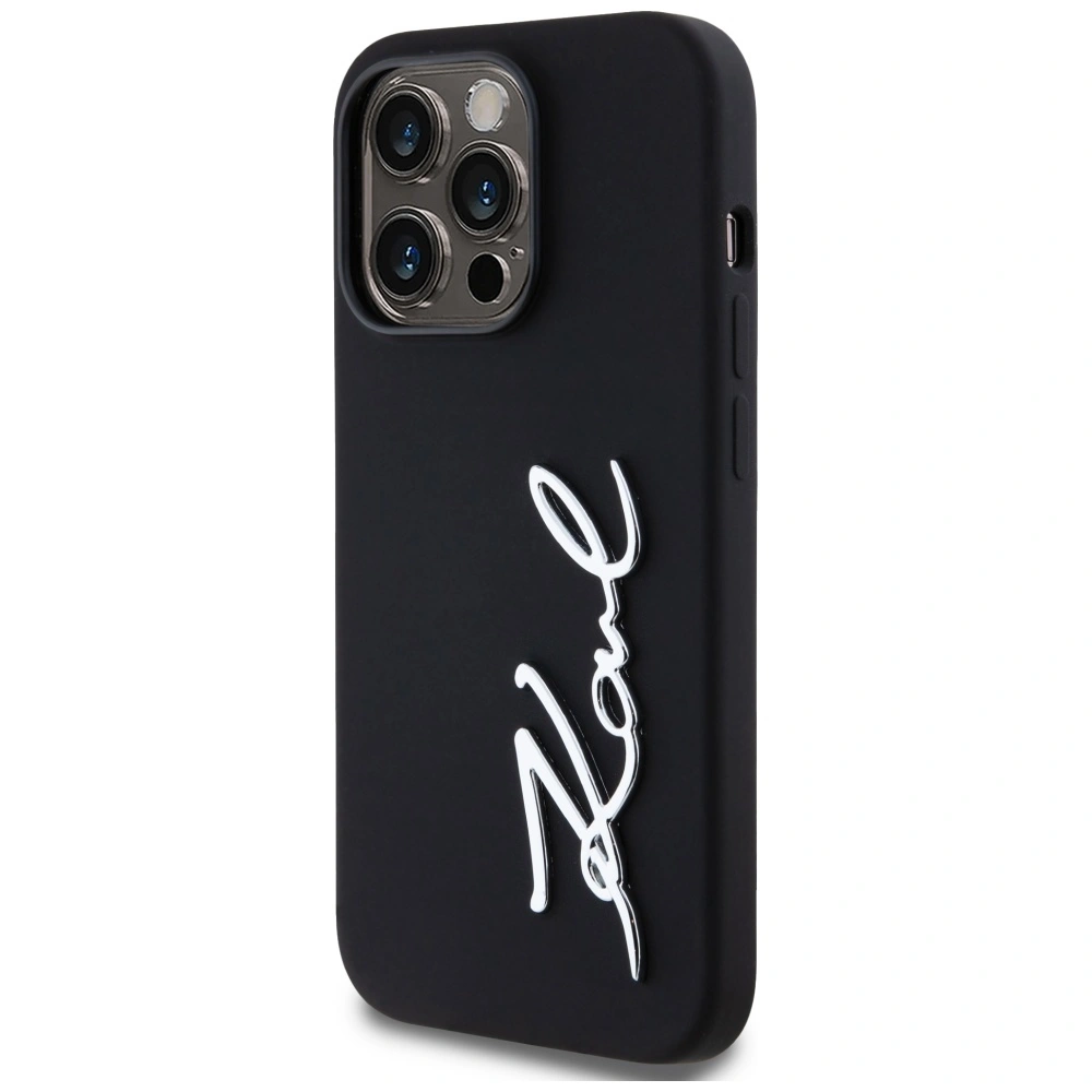 Karl Lagerfeld Silicone Metal Script Logo Apple iPhone 14 Pro black