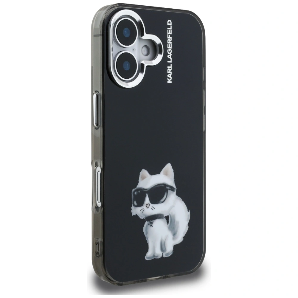 Etui Karl Lagerfeld IML Aquarelle Choupette & Logo do Apple iPhone 16 czarny