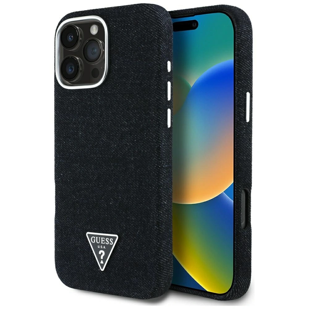 Guess Denim Triangle Logo MagSafe Apple iPhone 16 Pro Max black