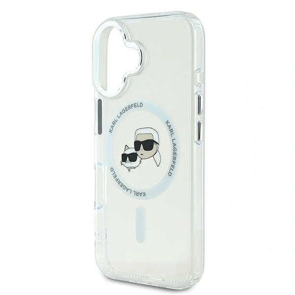Etui Karl Lagerfeld do Apple iPhone 16 hardcase IML Metal Karl&Choupette Head MagSafe biały