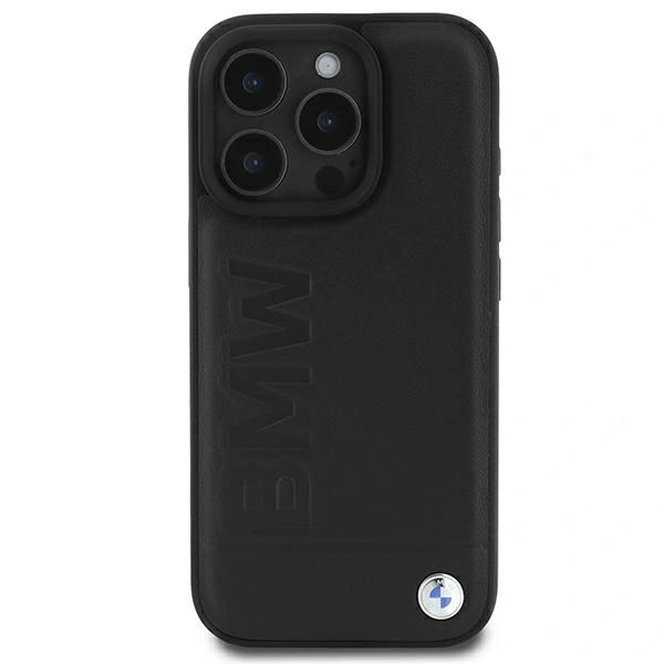 BMW BMHCP16LSLLBK Apple iPhone 16 Pro hardcase Leather Hot Stamp black