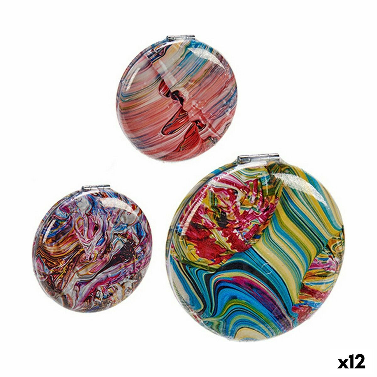 Pocket Mirror Abstract 8 x 2,4 x 8 cm (12 Units)