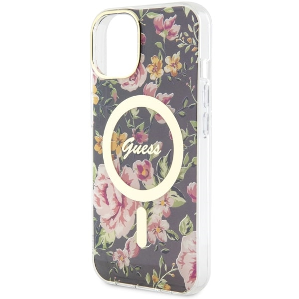 Guess GUHMP14MHCFWSK Apple iPhone 14 Plus black hardcase Flower MagSafe