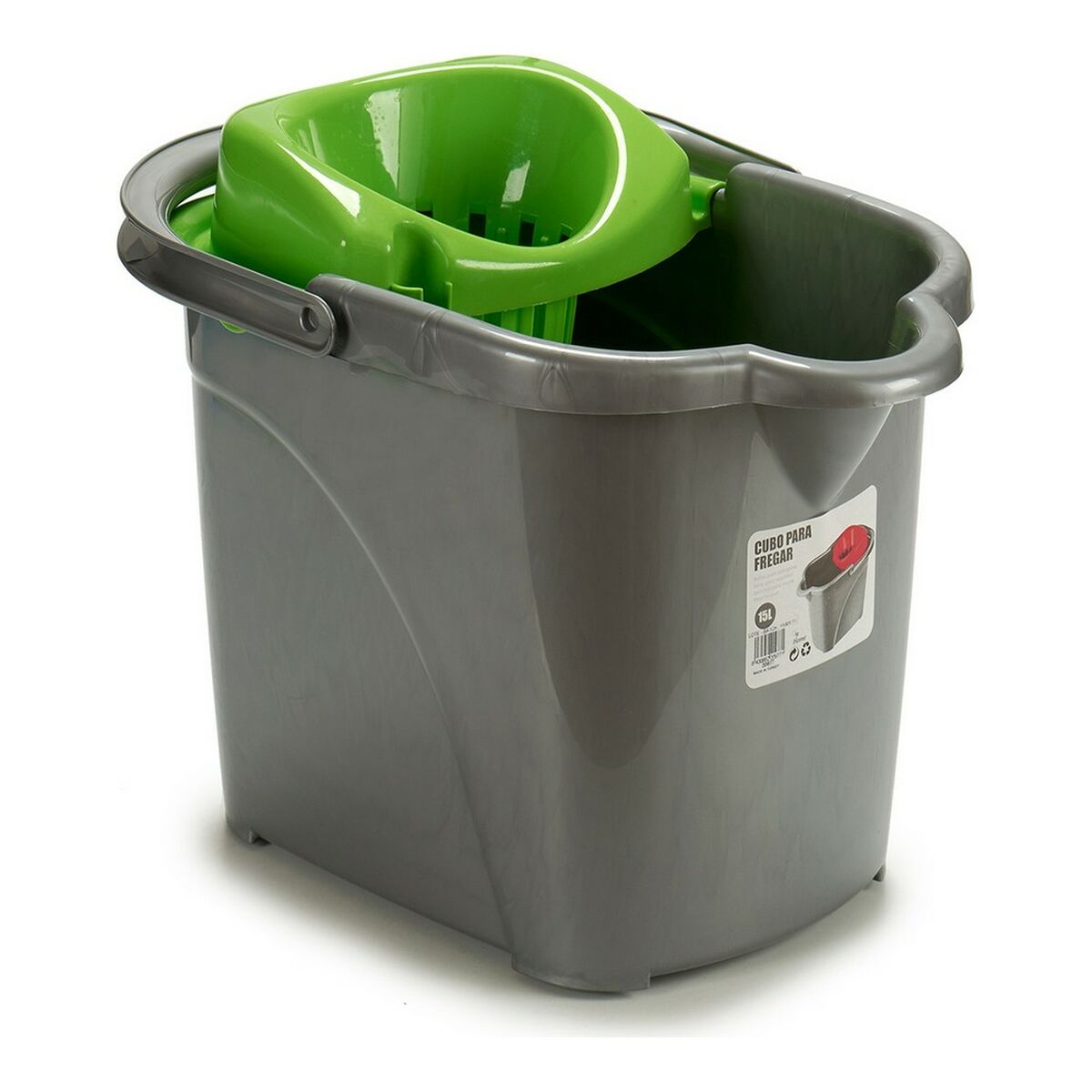 Mop Bucket with Automatic Drainer 8430852209771 Blues / Greens Black Blue Green Plastic 31 x 31 x 41 cm