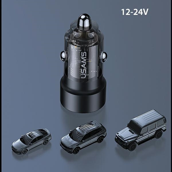 USAMS C39 car charger USB-A, USB-C 60W purple