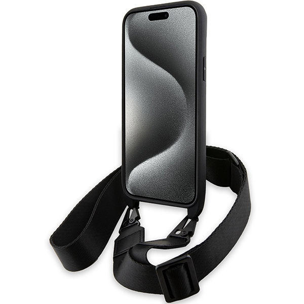 BMW BMHCP15S23PSVTK Apple iPhone 15 / 14 / 13 hardcase M Edition Carbon Tricolor Lines & Strap black