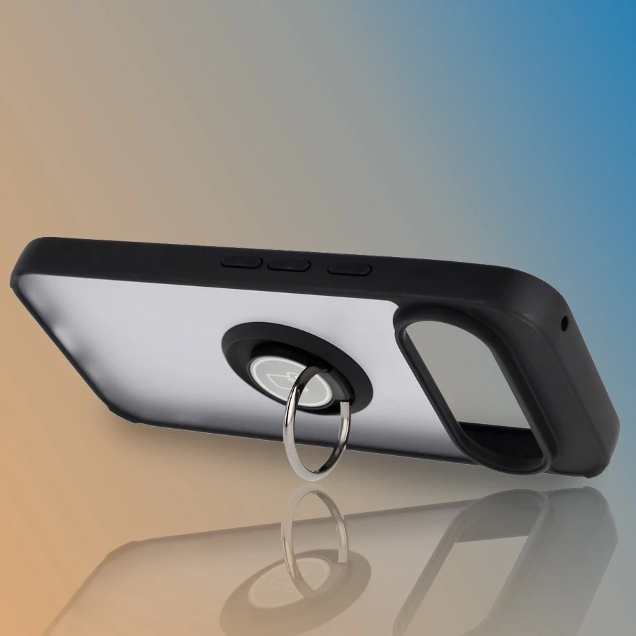 Etui z uchwytem na palec Bizon Case Hybrid Ring do Google Pixel 10 / 10 Pro przydymione z czarną ramką