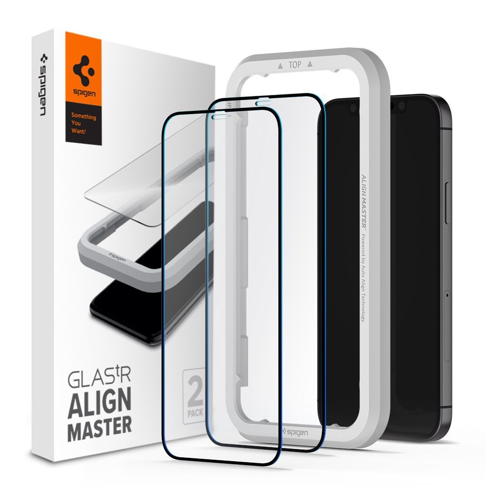Spigen GLAS.tR AlignMaster Apple iPhone 12/12 Pro Black [2 PACK]