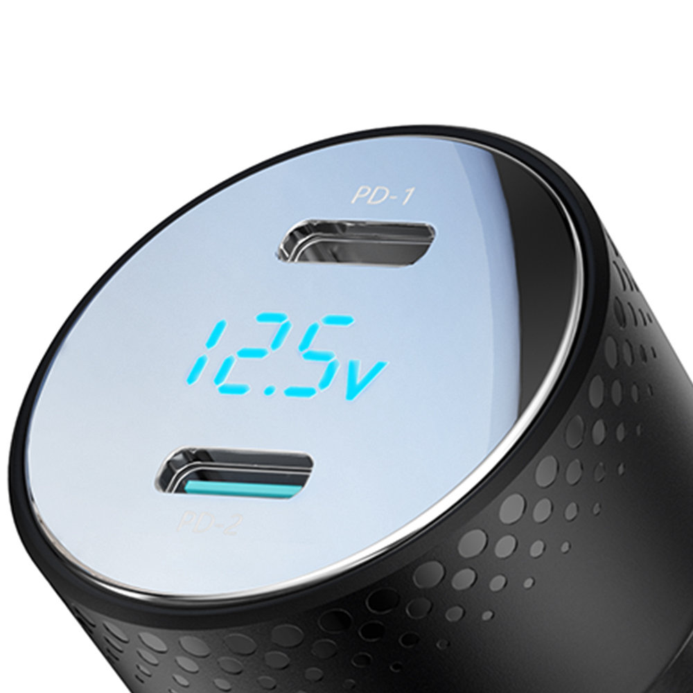 Joyroom JR-CCD02 Car Charger 2x USB-C 70W LED black