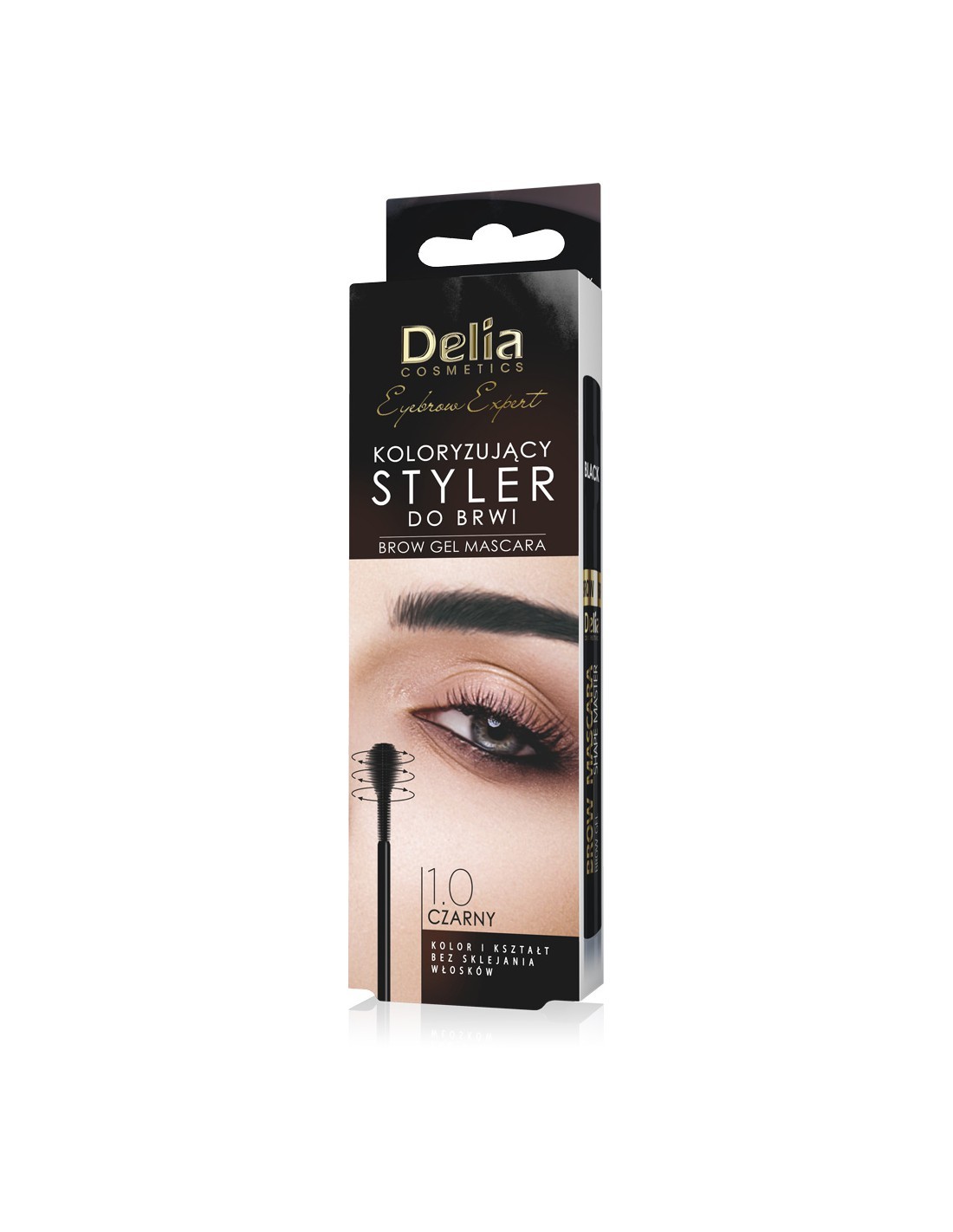 Delia Cosmetics Eyebrow Expert Maskara Koloryzująca 1.0 czarny- styler do brwi  11ml