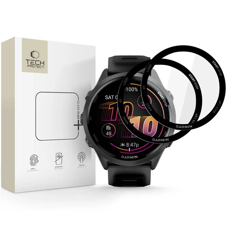 Szkło hybrydowe Tech-Protect Glass Flex+ Garmin Forerunner 970 / 570 47mm Black [2 PACK]