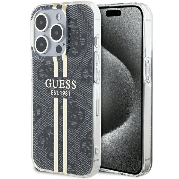 Guess GUHCP15LH4PSEGK Apple iPhone 15 Pro hardcase IML 4G Gold Stripe black