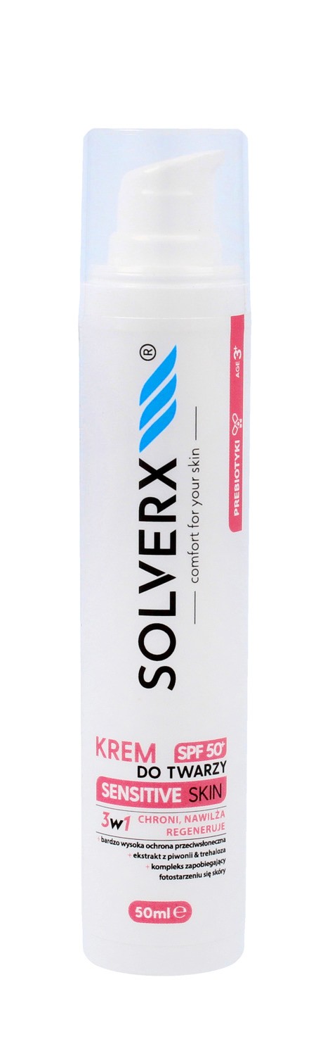 SOLVERX Sensitive Skin Krem do twarzy 3w1 z SPF50+ - skóra wrażliwa 50ml