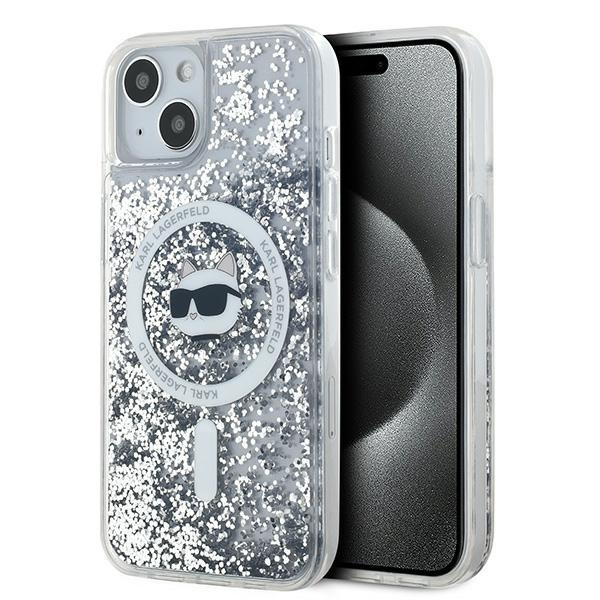 Karl Lagerfeld KLHMP13MLGCHSGH Apple iPhone 13 hardcase Liquid Glitter Choupette Head Magsafe transparent