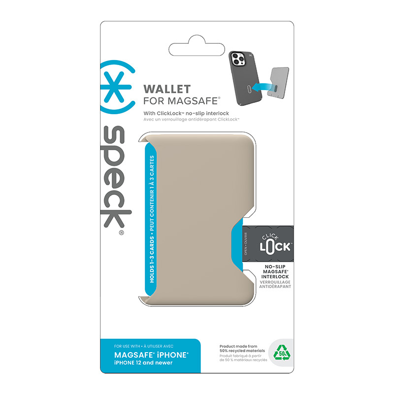 Speck card pocket case with ClickLock function Wallet MagSafe Pale Oak