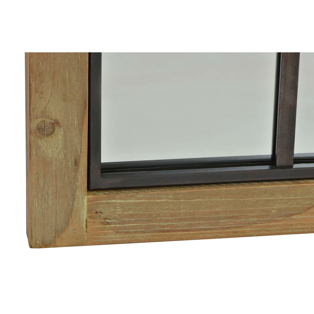 Wall mirror DKD Home Decor Black Metal Brown Birch Window (60 x 3 x 95 cm)