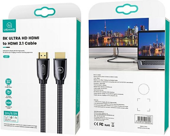 USAMS Cable HDMI - HDMI 2.1 U67 3m 8K black Ultra HD SJ498HD01 (US-SJ498)