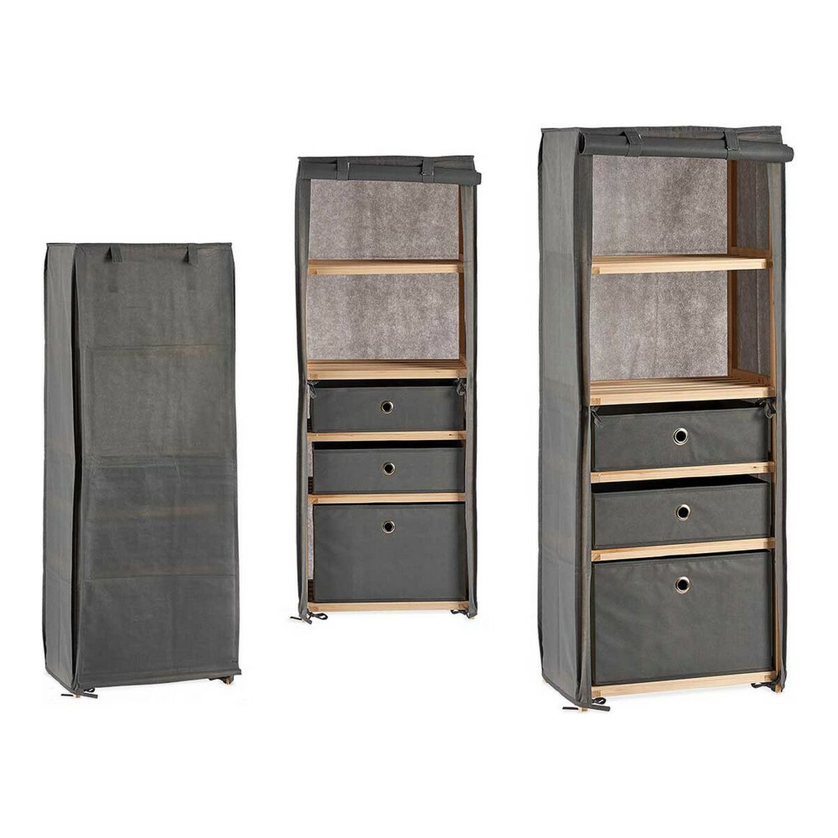 Shelves Grey Wood Cloth (28 x 113 x 42 cm)